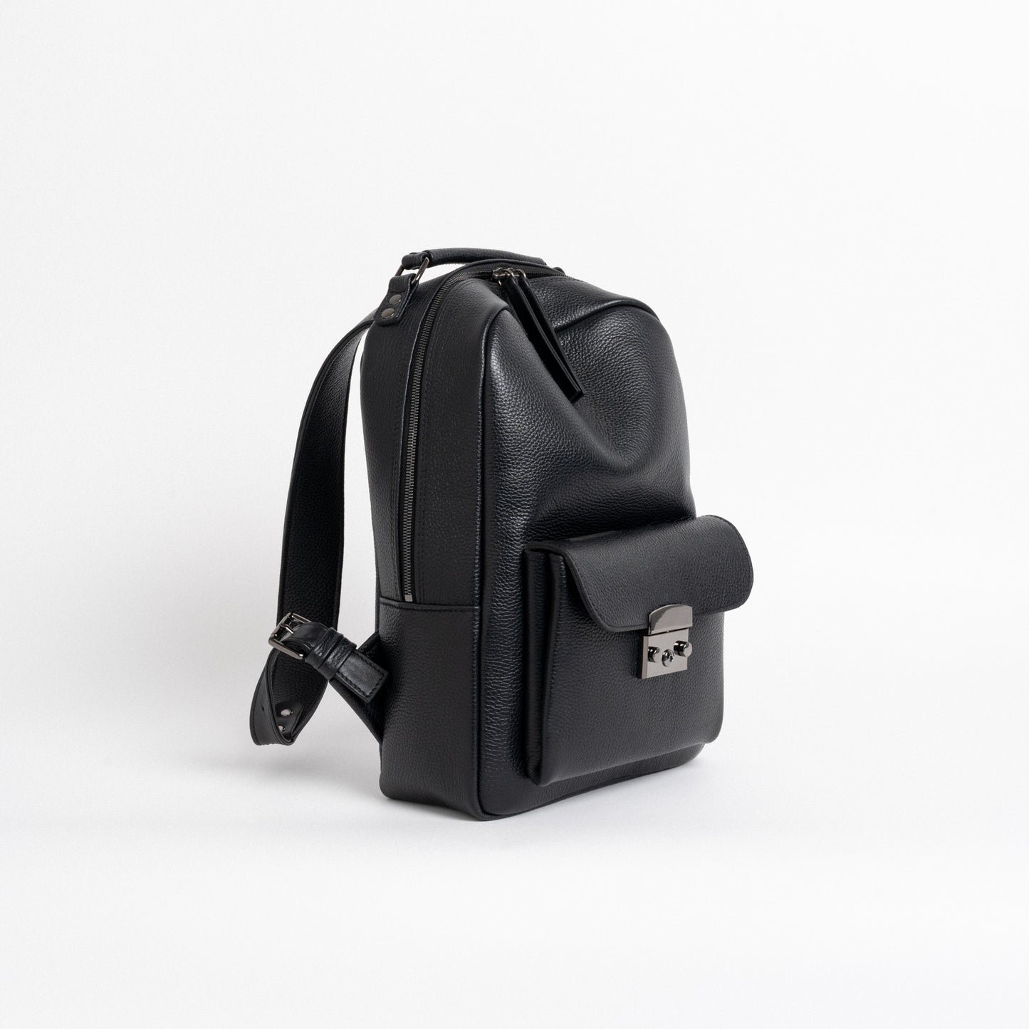 Squeeze Lock Backpack in Pebbled Black