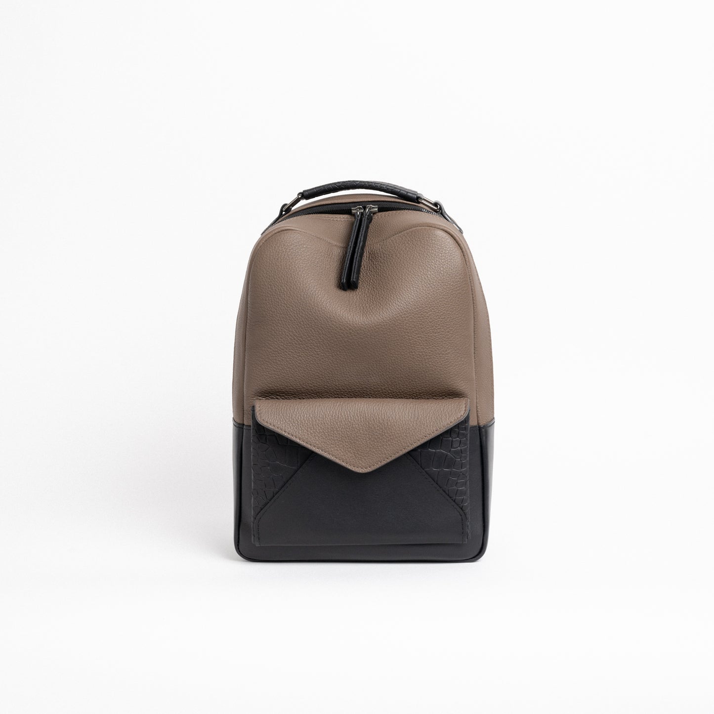 Envelope Backpack in Taupe & Black