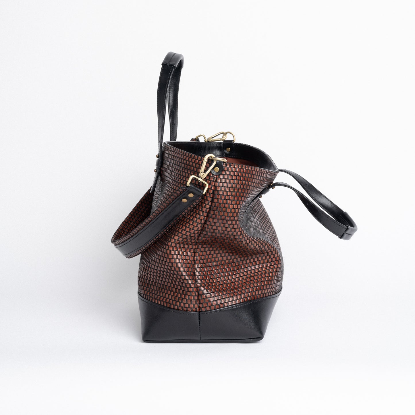 Tote Bag in Woven Brown & Black