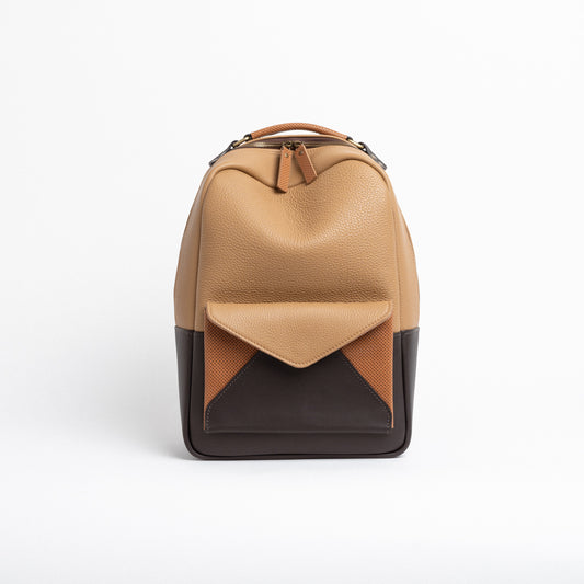 Envelope Backpack in Caramel & Dark Brown