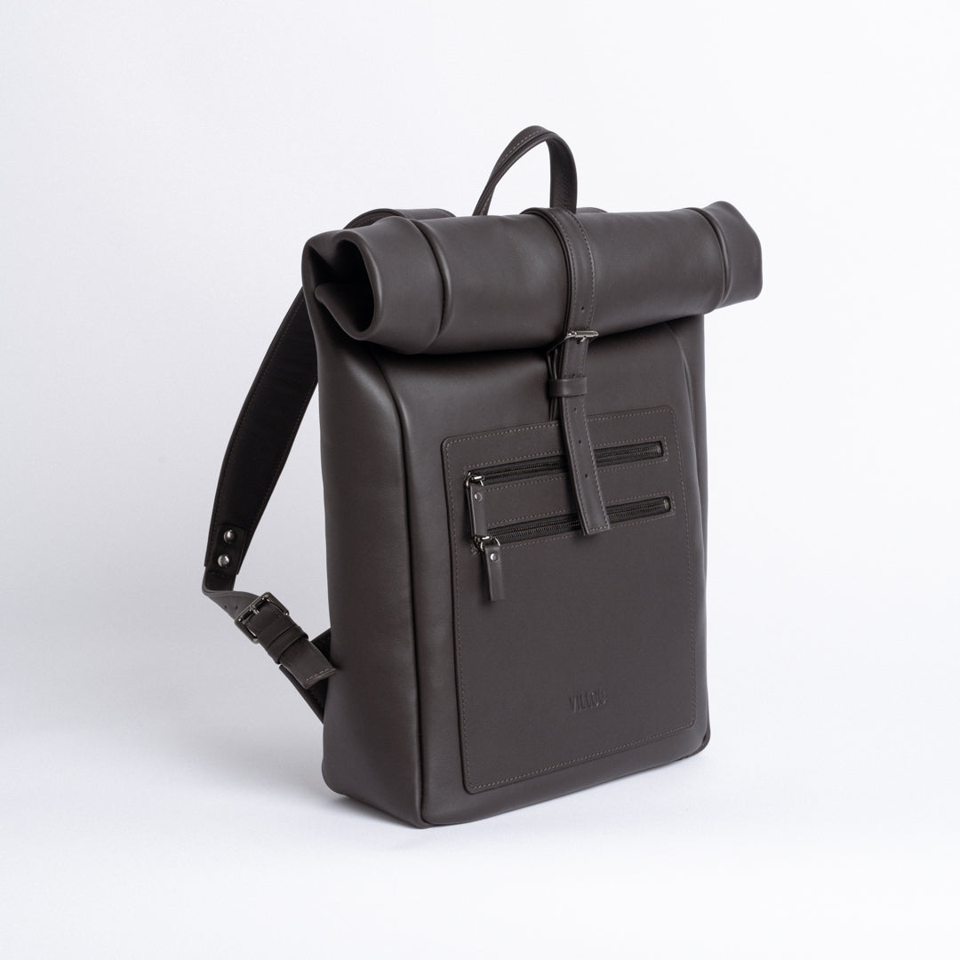 Roll Top Backpack in Dark Brown