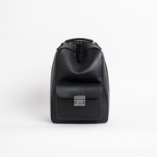 Squeeze Lock Backpack in Pebbled Black