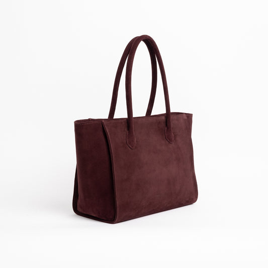 TERRA Tote Bag in Burgundy Suede