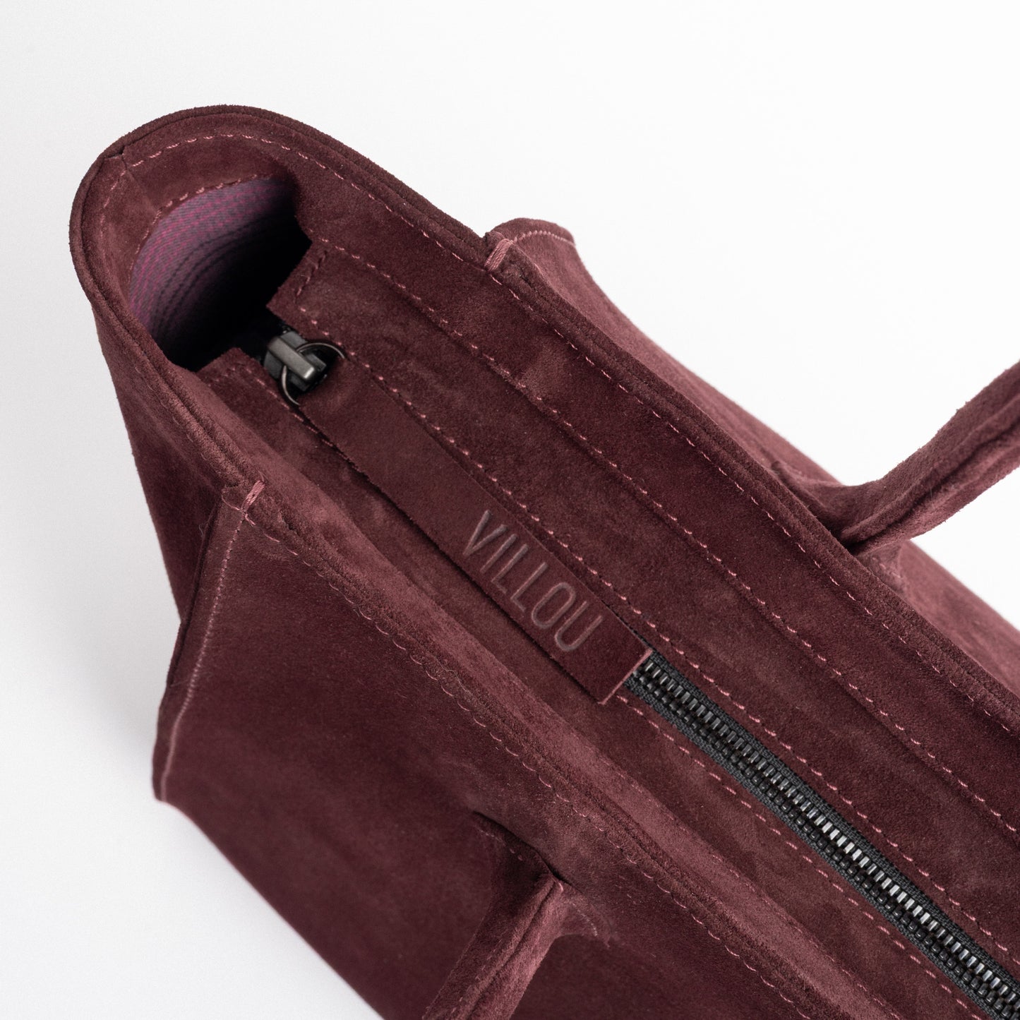 TERRA Tote Bag in Burgundy Suede