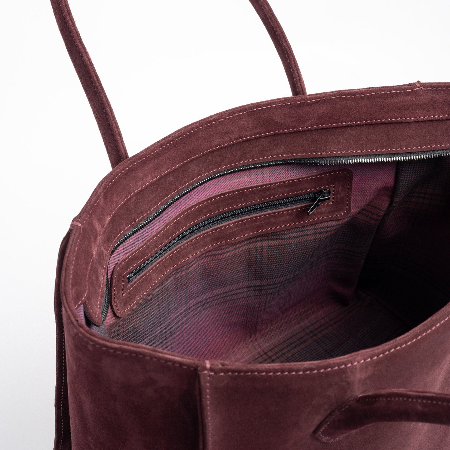 TERRA Tote Bag in Burgundy Suede