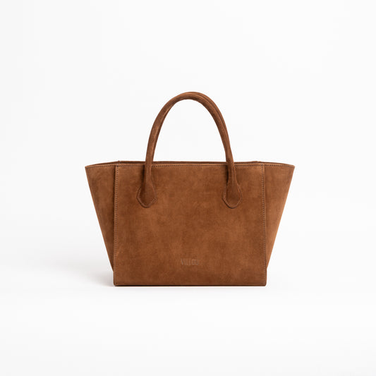 TERRA Tote Bag in Camel Suede