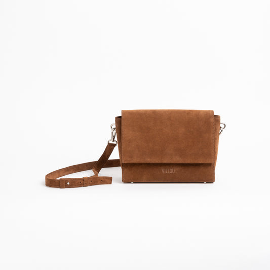 FLOW Shoulder Bag in Camel Suede
