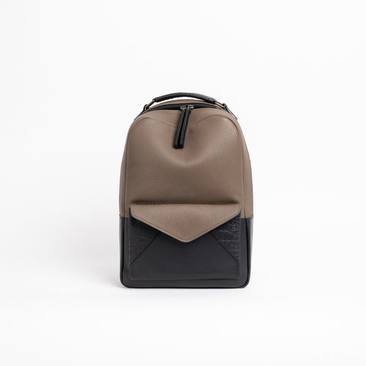 Envelope Backpack in Taupe & Black