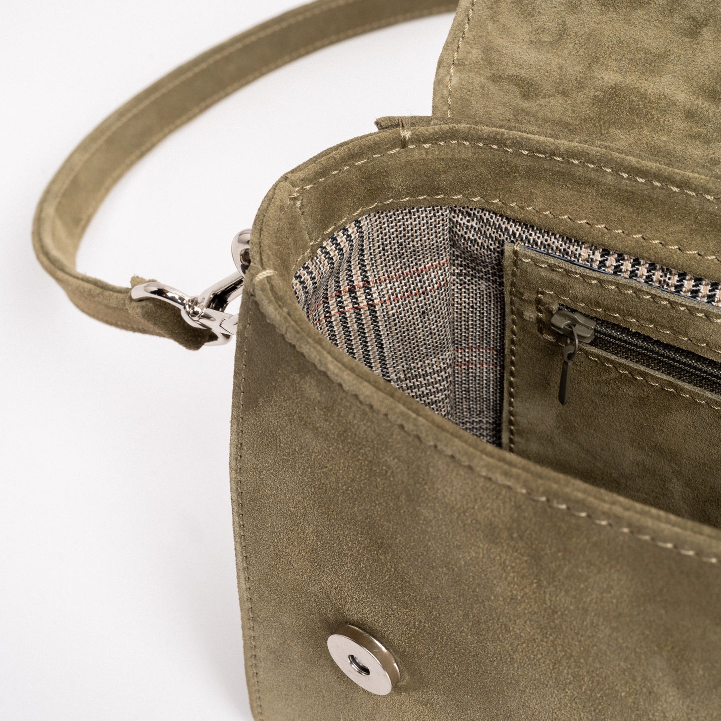 FLOW Shoulder Bag in Pistachio Suede