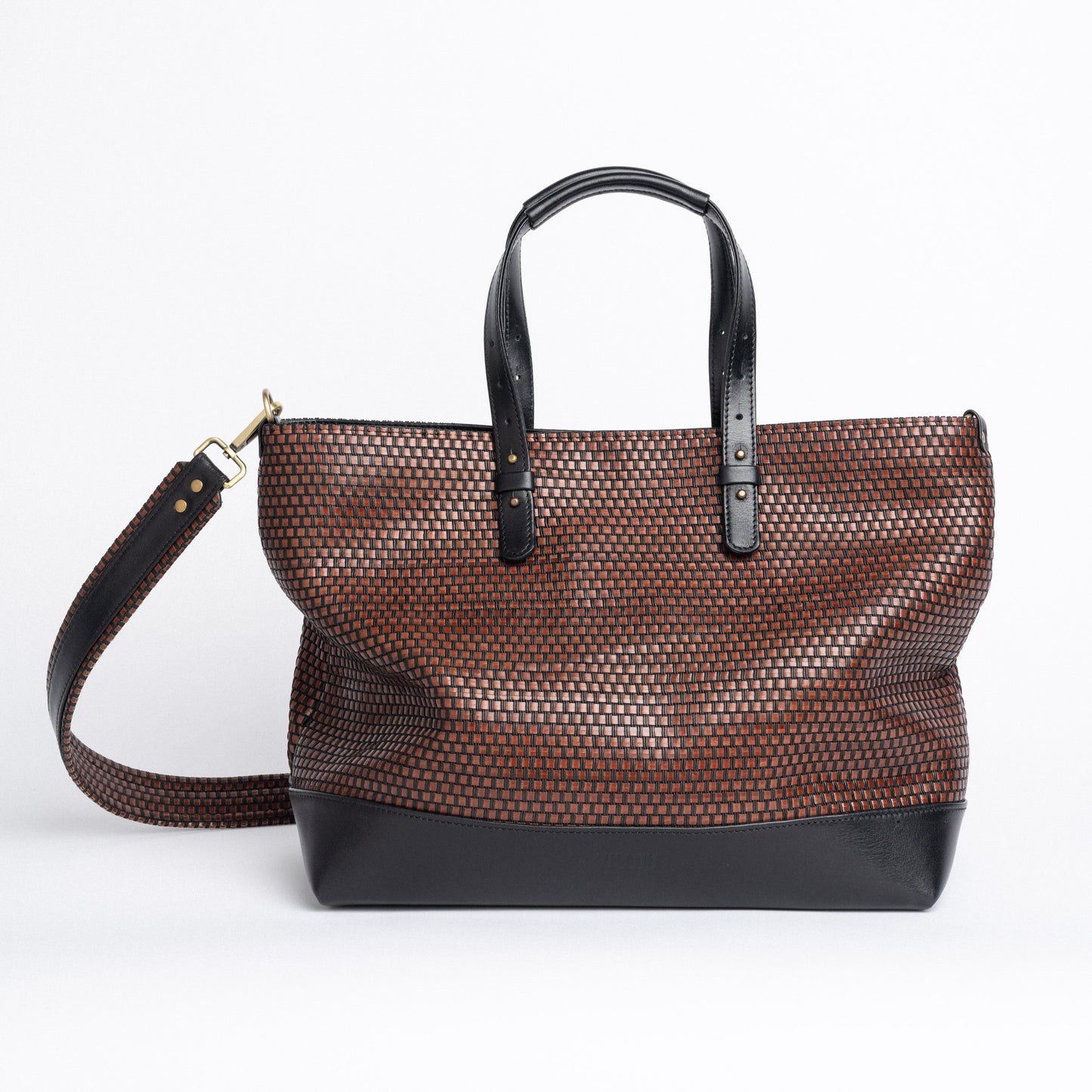 Tote Bag in Woven Brown & Black