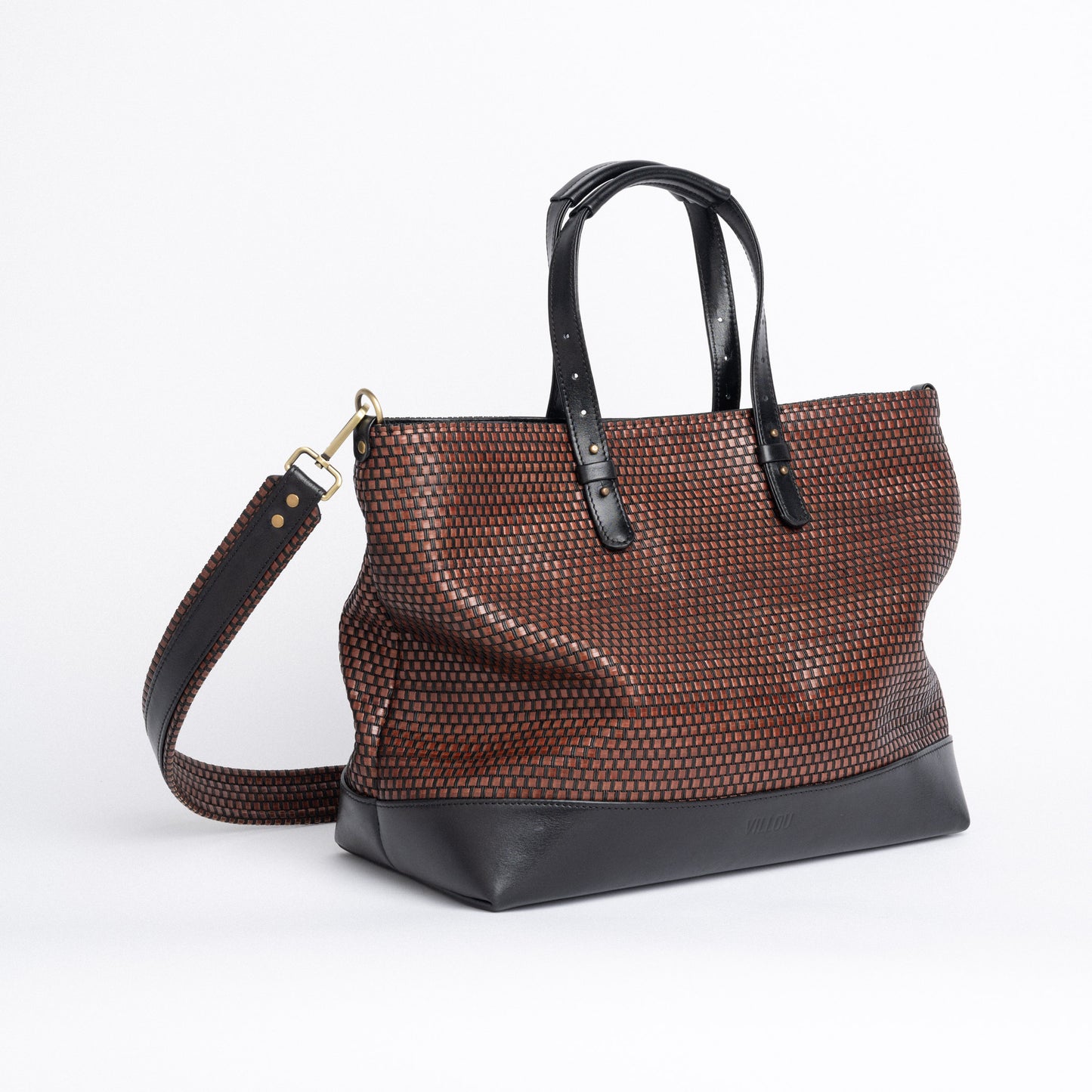 Tote Bag in Woven Brown & Black