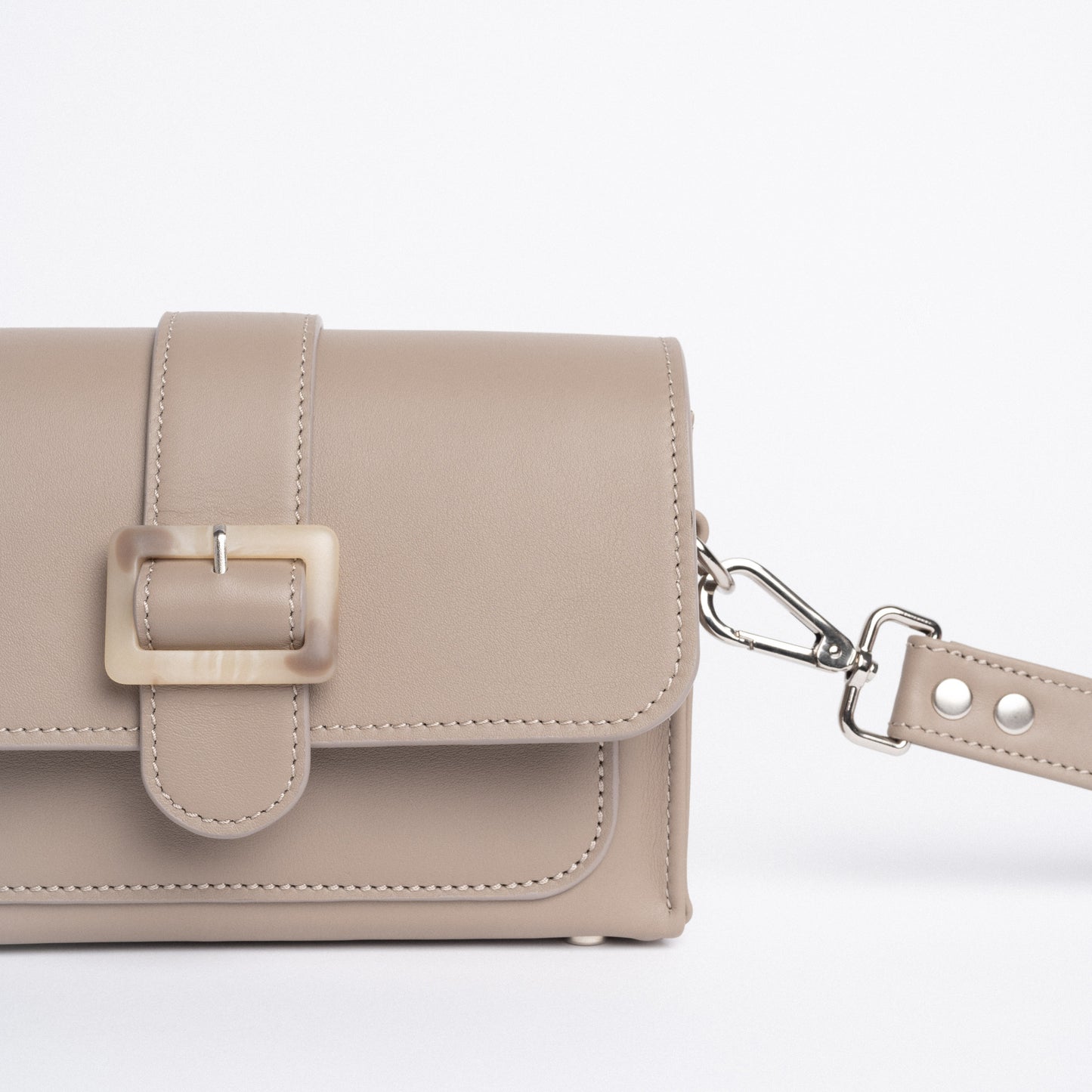 Shoulder Bag with Beige Buckle