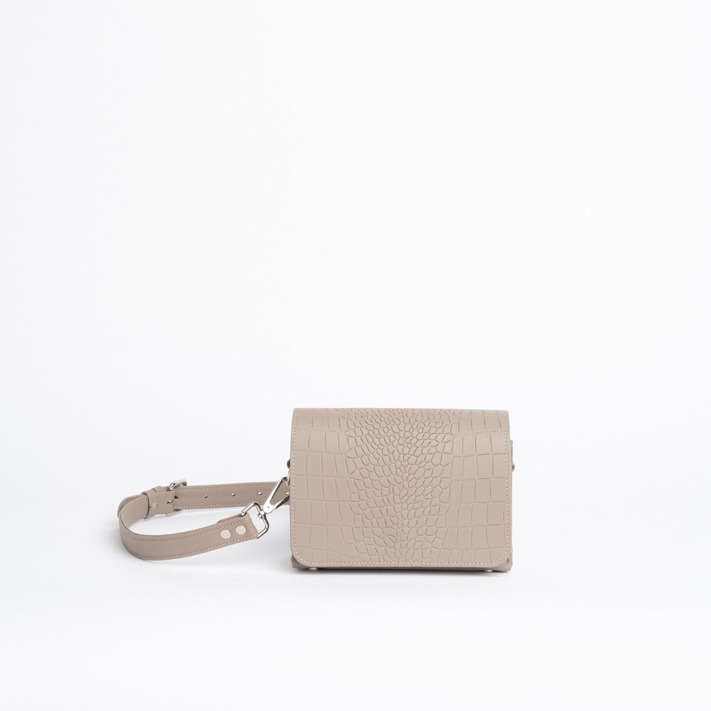 Shoulder Bag in Beige Croc